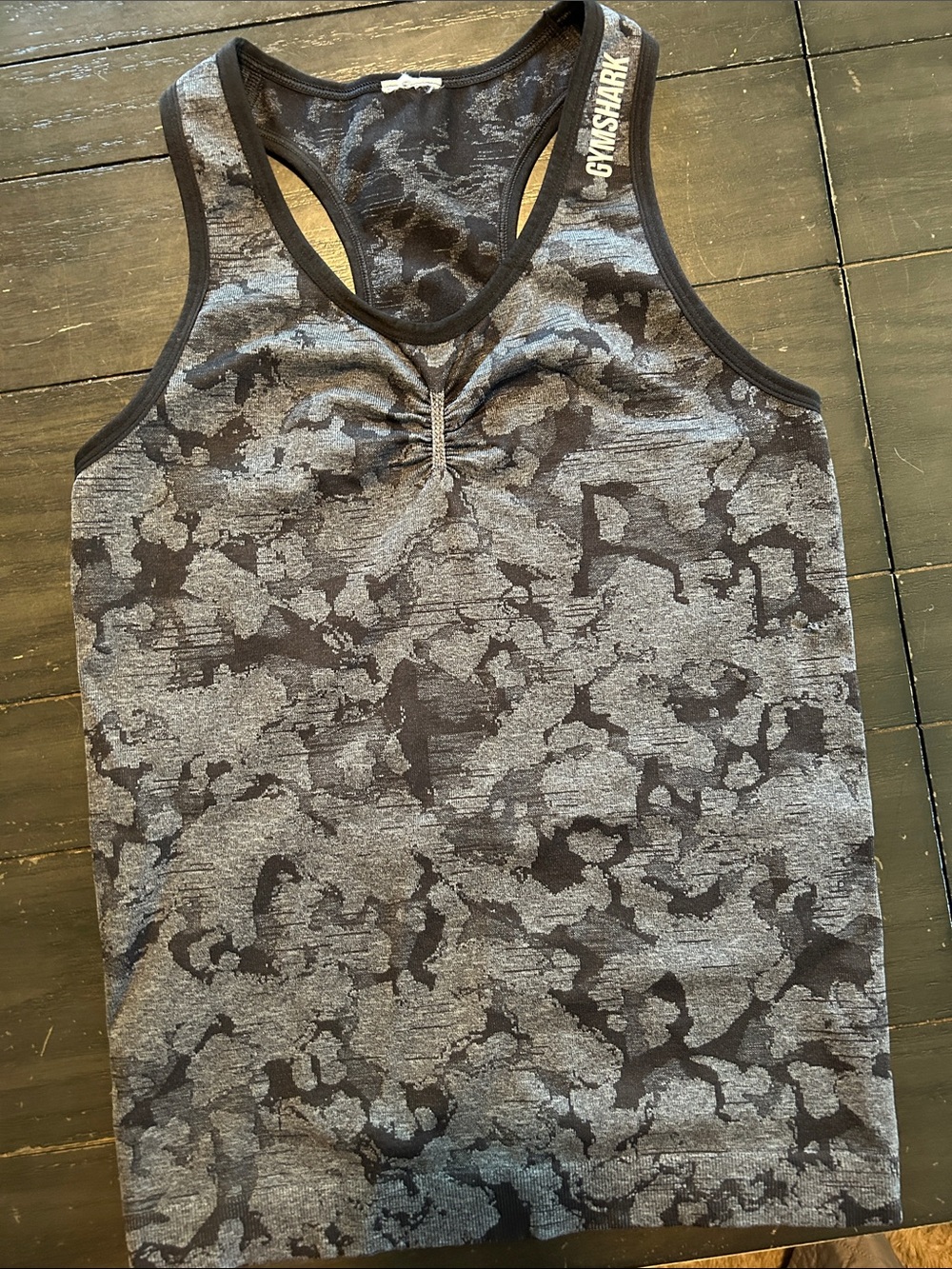 Gymshark Women's Gray and Black Camo Racerback Tank